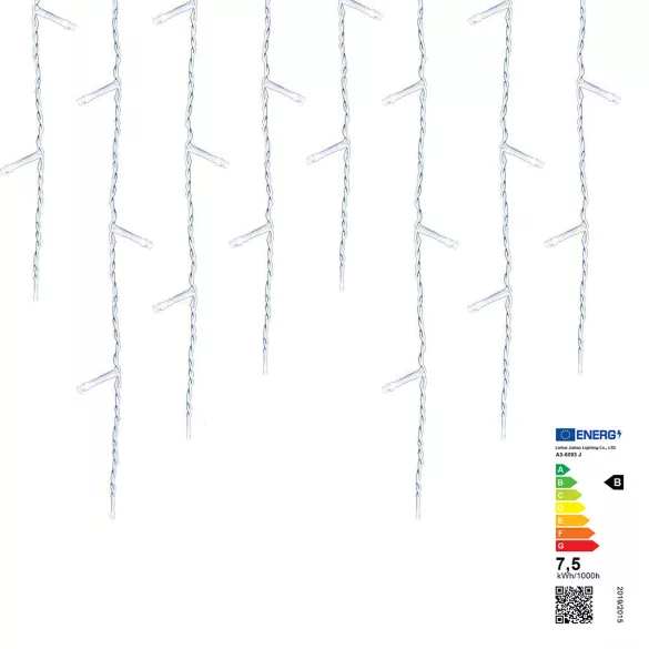 LED Icicle Light Curtain in 2 Sizes, Cool White - 690 LEDs