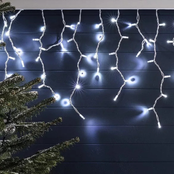 LED Icicle Light Curtain in 2 Sizes, Cool White - 690 LEDs