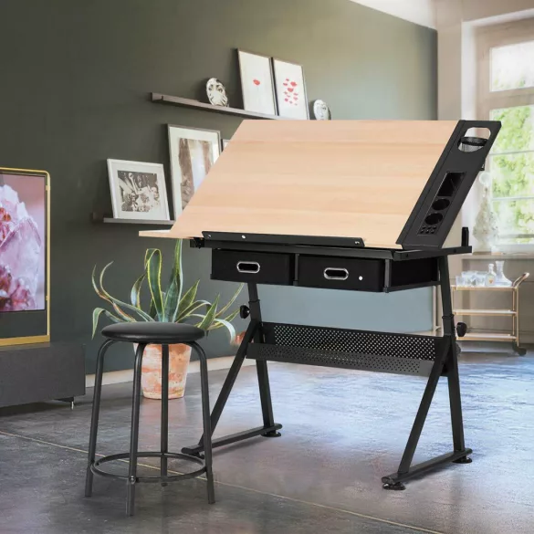 Adjustable Drawing Table with Free Chair