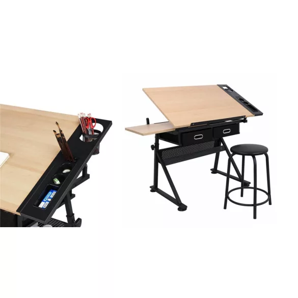 Adjustable Drawing Table with Free Chair