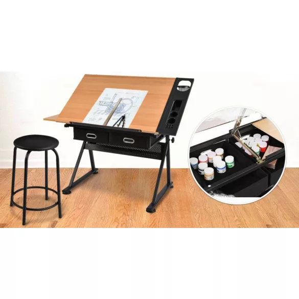 Adjustable Drawing Table with Free Chair