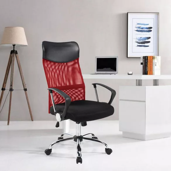 Ergonomic Office Chair with High Backrest - Red