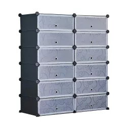   Plastic Modular Shoe Storage Cabinet, Available in Multiple Colors - Black
