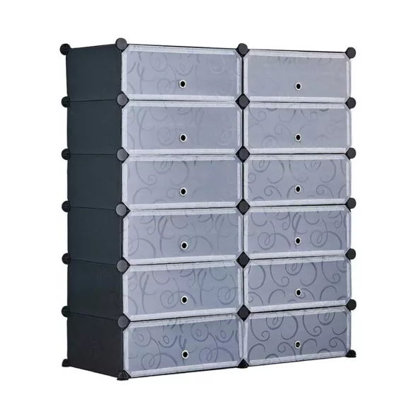 Plastic Modular Shoe Storage Cabinet, Available in Multiple Colors - Black