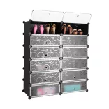 Plastic Modular Shoe Storage Cabinet, Available in Multiple Colors - Black
