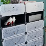 Plastic Modular Shoe Storage Cabinet, Available in Multiple Colors - Black