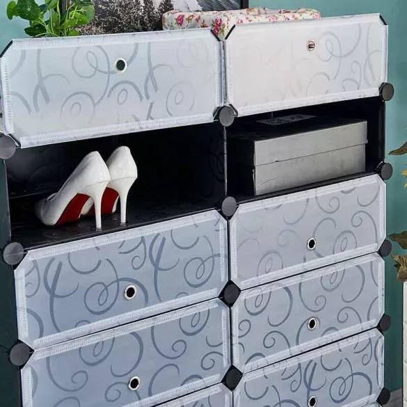 Plastic Modular Shoe Storage Cabinet, Available in Multiple Colors - Black