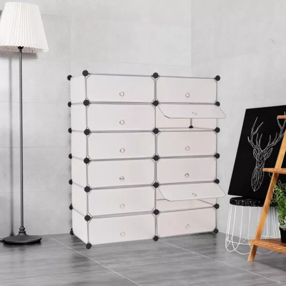 Plastic Modular Shoe Storage Cabinet, Available in Multiple Colors - White