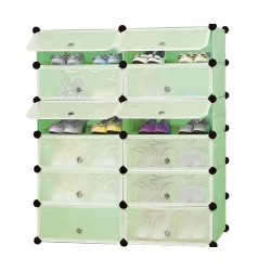Plastic Modular Shoe Storage Cabinet, Green