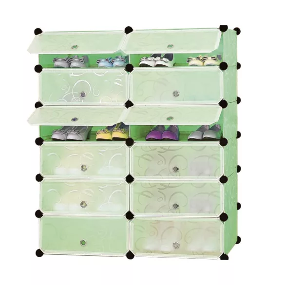 Plastic Modular Shoe Storage Cabinet, Green