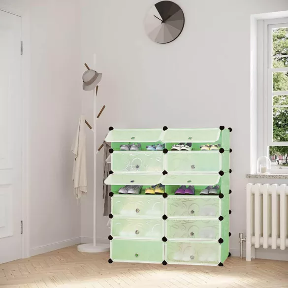 Plastic Modular Shoe Storage Cabinet, Green