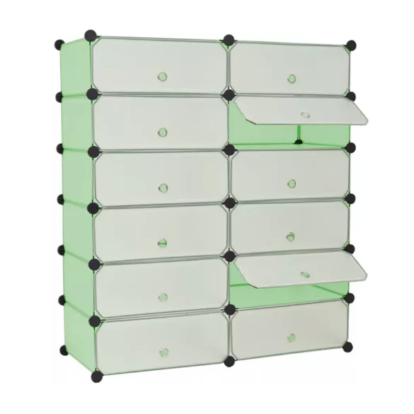 Plastic Modular Shoe Storage Cabinet, Green