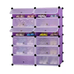   Plastic Modular Shoe Storage Cabinet, Available in Multiple Colors - Purple