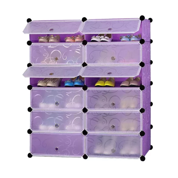 Plastic Modular Shoe Storage Cabinet, Available in Multiple Colors - Purple
