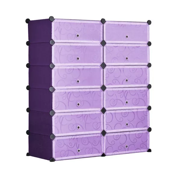 Plastic Modular Shoe Storage Cabinet, Available in Multiple Colors - Purple