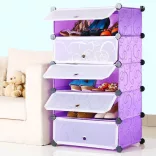 Plastic Modular Shoe Storage Cabinet, Available in Multiple Colors - Purple