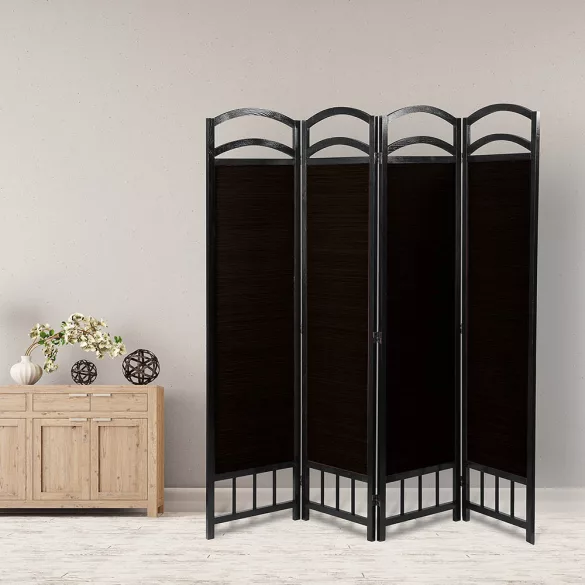 4-panel room divider screen - dark brown