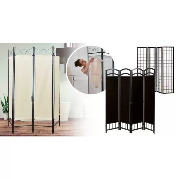 4-panel room divider screen - dark brown