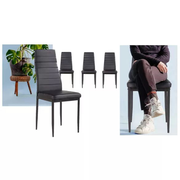 4-piece dining chair set, black