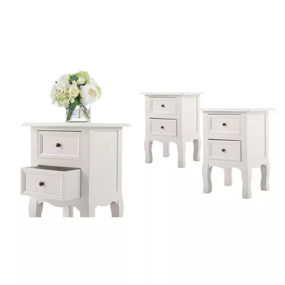 2-piece nightstand set, white