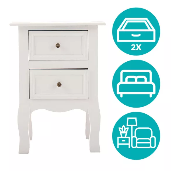 2-piece nightstand set, white