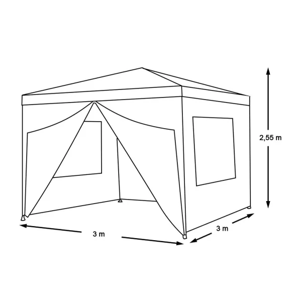 Party tent in white, available in 3 sizes - 3x3 meters