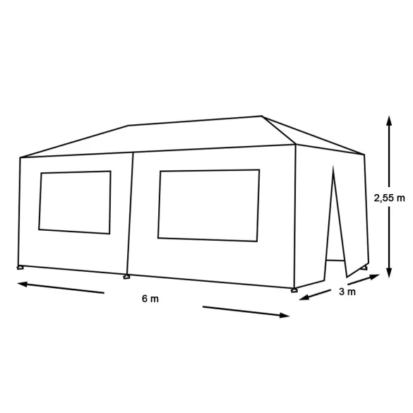 Party tent in white, available in 3 sizes - 3x6 meters
