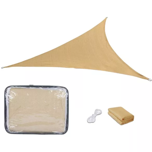 Square Sun Shade Sail, 3.6 meters, multiple types - triangular, polyethylene, beige