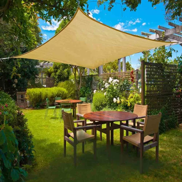 Square Sun Shade Sail, 3.6 meters, multiple types - rectangular, polyethylene, beige