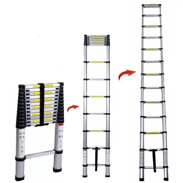 Telescopic Aluminum Ladder in 3 Sizes - 4.1 Meters