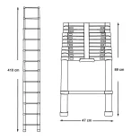 Telescopic Aluminum Ladder in 3 Sizes - 4.1 Meters