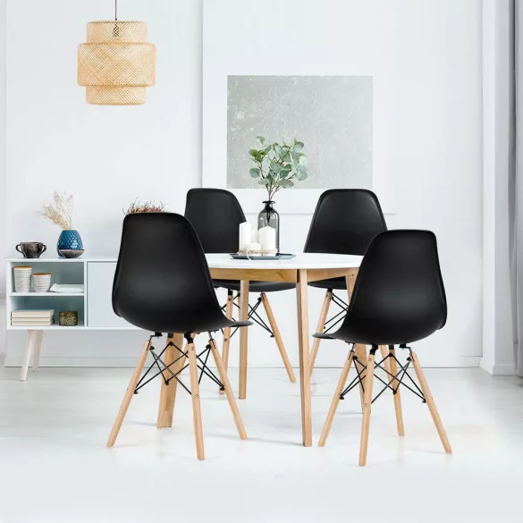 4 modern dining chairs, available in 4 colors - black