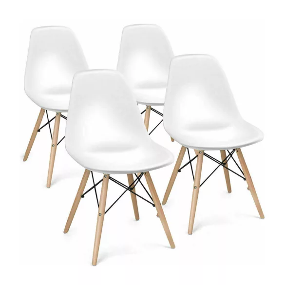 4 modern dining chairs, available in 4 colors - white