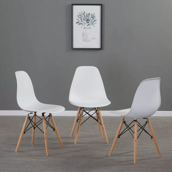 4 modern dining chairs, available in 4 colors - white