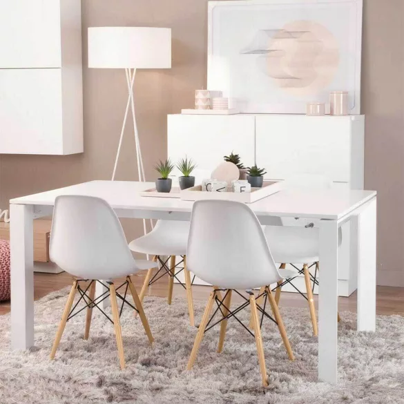 4 modern dining chairs, available in 4 colors - white