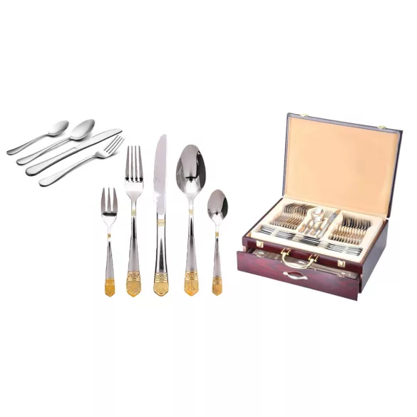 84-piece cutlery set in multiple colors - silver/gold