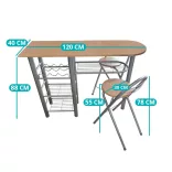 Kitchen Bar Set with 2 Chairs and Table