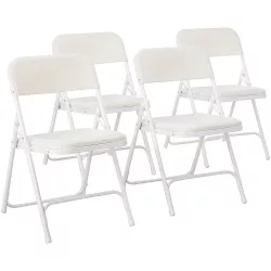 Padded Folding Chair Set of 4, White