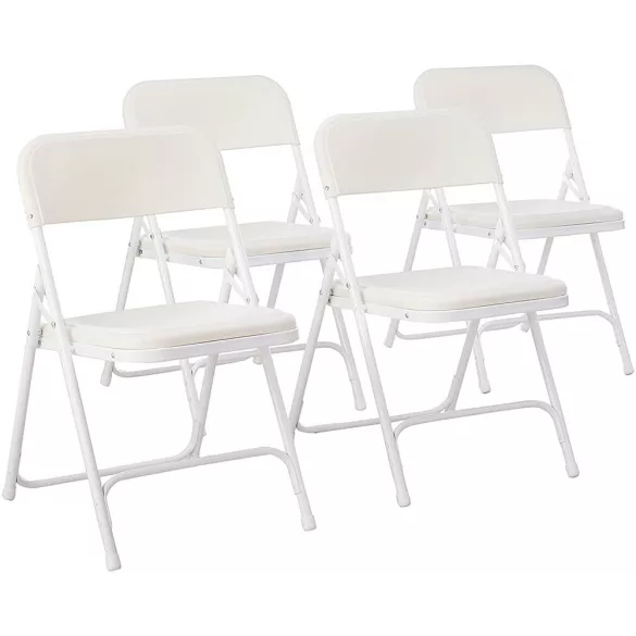Padded Folding Chair Set of 4, White