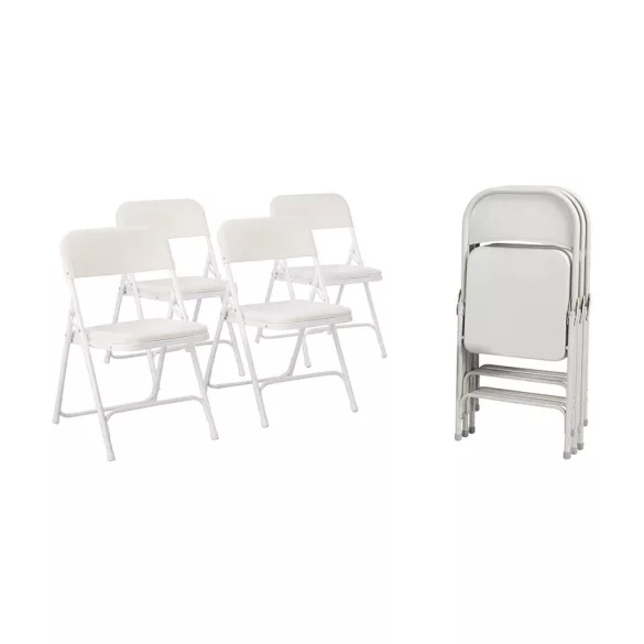 Padded Folding Chair Set of 4, White