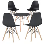 4 pcs modern dining chair set with table, 3 colors - black