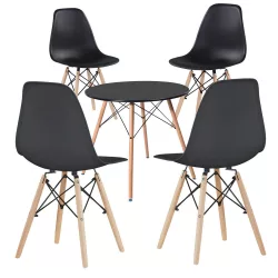 4 pcs modern dining chair set with table, 3 colors - black