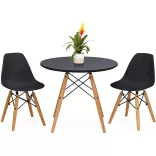 4 pcs modern dining chair set with table, 3 colors - black