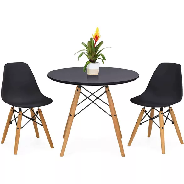 4 pcs modern dining chair set with table, 3 colors - black