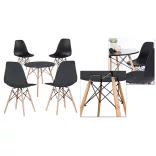 4 pcs modern dining chair set with table, 3 colors - black