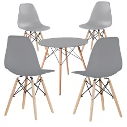 4 pcs modern dining chairs with table, in 3 colors - gray