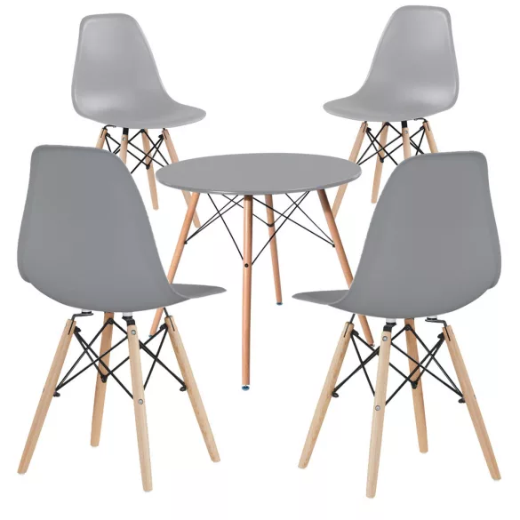 4 pcs modern dining chairs with table, in 3 colors - gray