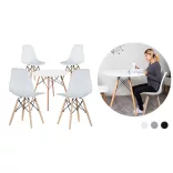4 pcs modern dining chairs with table, in 3 colors - gray