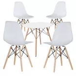 4 pcs modern dining chair set with table, in 3 colors - white