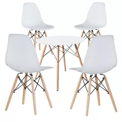   4 pcs modern dining chair set with table, in 3 colors - white